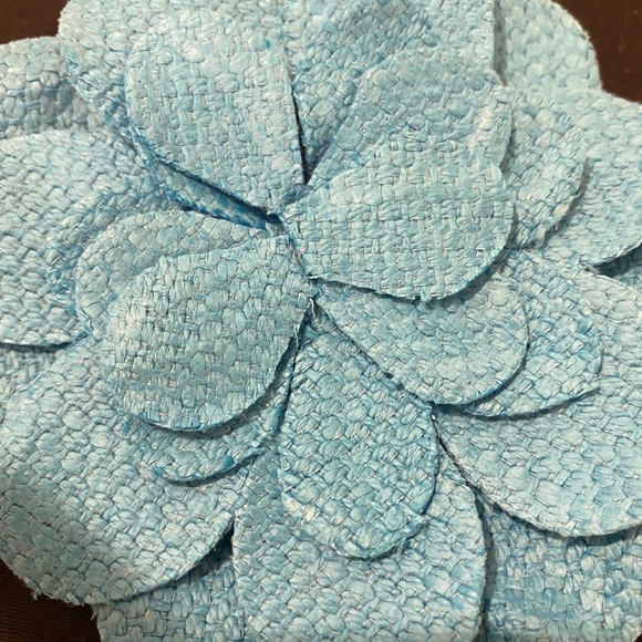 Turquoise Linen Full Blossom Flower Brooch - Picture 4 of 7